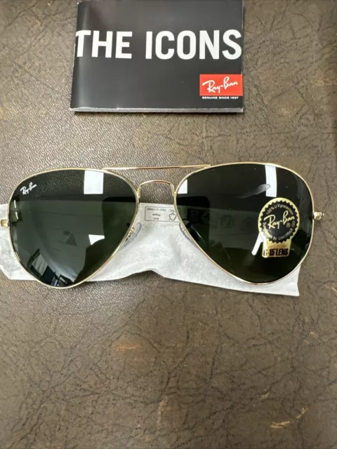 Ray-Ban 58mm Aviator Classic Gold Framed Sunglasses - Green