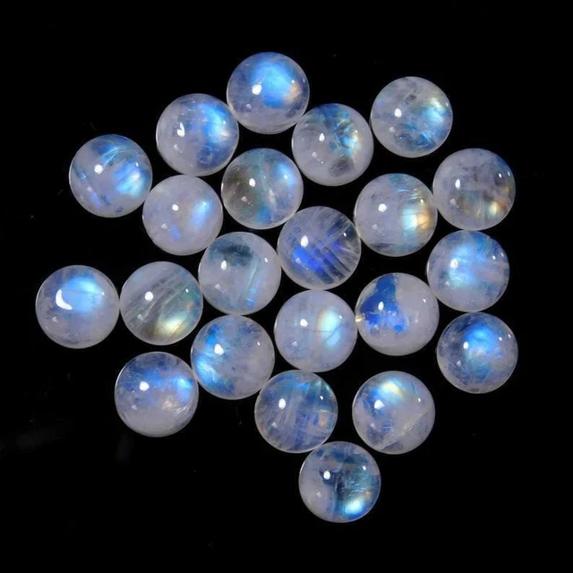 Cabochon rotondo sfuso rotondo in pietra di luna arcobaleno naturale al...