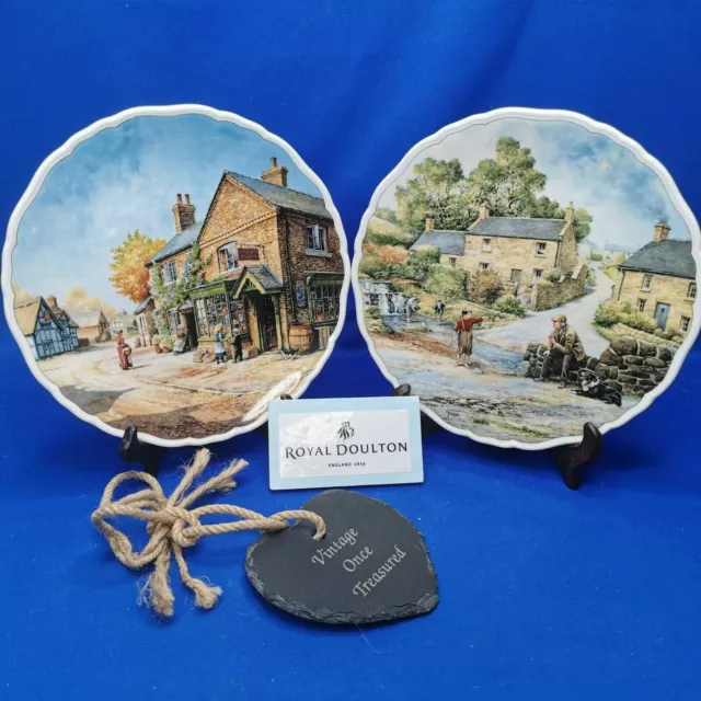 Royal Doulton Village Life Plates * The Young Fisherman + Penny Wise * 8.5" VGC