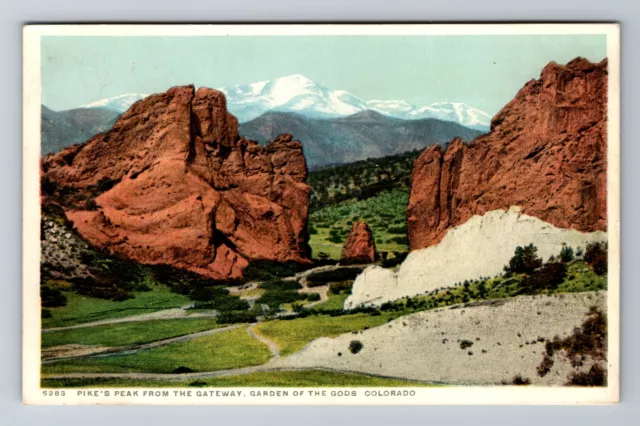 Pike's Peak CO-Colorado, From The Gateway, Garden Of The Gods, Vintage Postcard