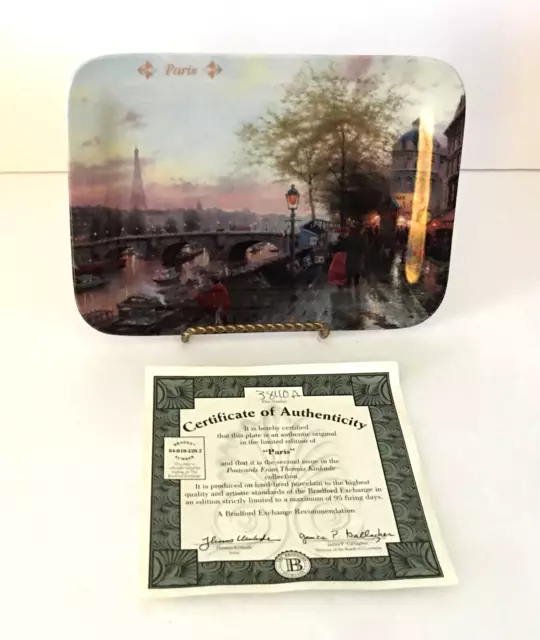 Thomas Kinkade Collector Plate PARIS Postcard Series COA Bradford Exchange
