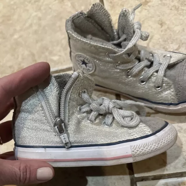 Converse All Star Girls Glitter Toddler Girl Size 6 High Top Sneakers Pre-Owned