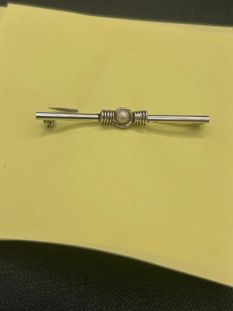 Broche Ancienne En Argent Massif 850‰ Avec Perle - Bijou Vintage Argent