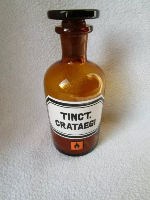alte Apothekerflasche Braunglas mit Schliff-Stopfen Tinct. Crataegi