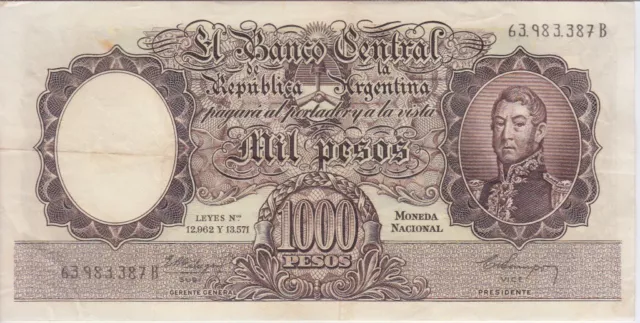 Argentina  P274b Col 532b 1000 1,000 1.000 Pesos MMK A Sigs  Fabregas-Campos