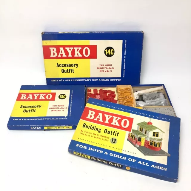 Bayko Building Outfit 13 + 13C + 14C Making 15 3 Sets Boxes Instructions -CP