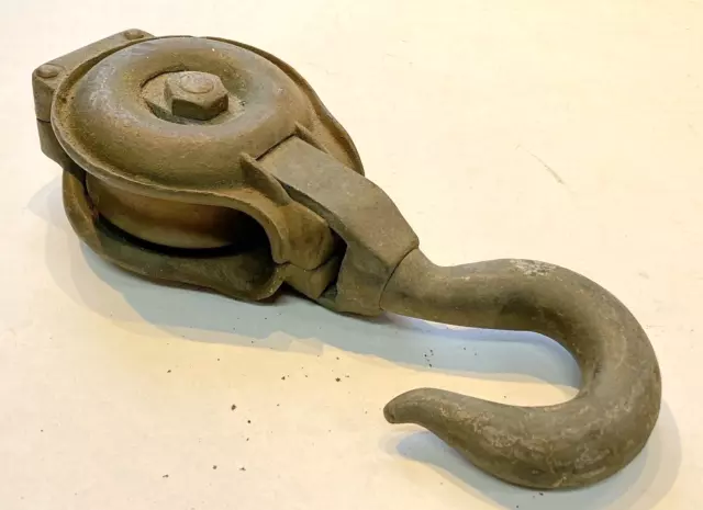 antique bronze sheave pulley block STEEL HOOK NAUTICAL MARINE ship MARITIME