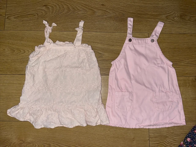 Pacchetto abito denim cotone fronzoli per bambina 12-18 mesi