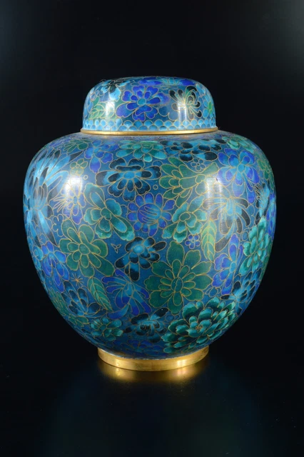 G1109: XF Chinese Metal Cloisonne-ware Flower inlay TEA CADDY Chaire Container