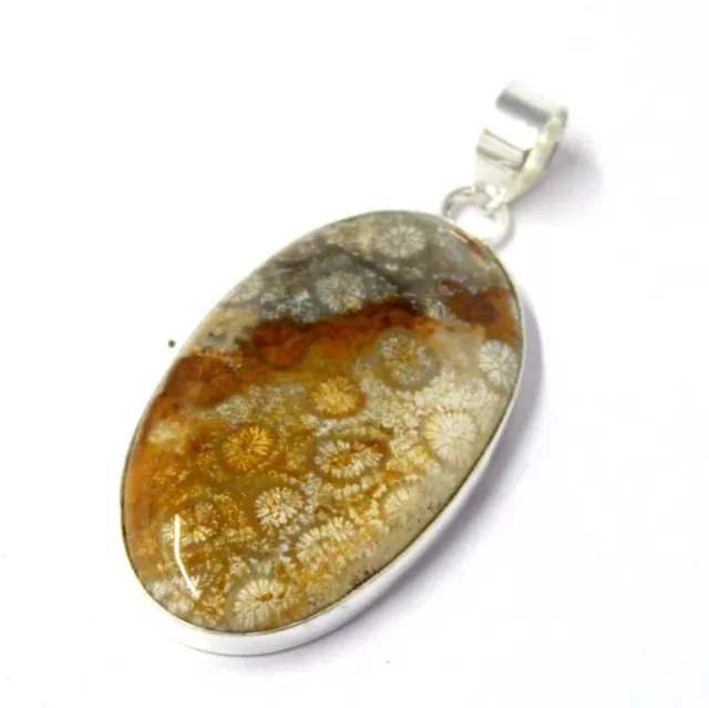 Fossil Coral 925 Sterling Silver Plated Handmade Jewelry Pendent 13 Gm 3