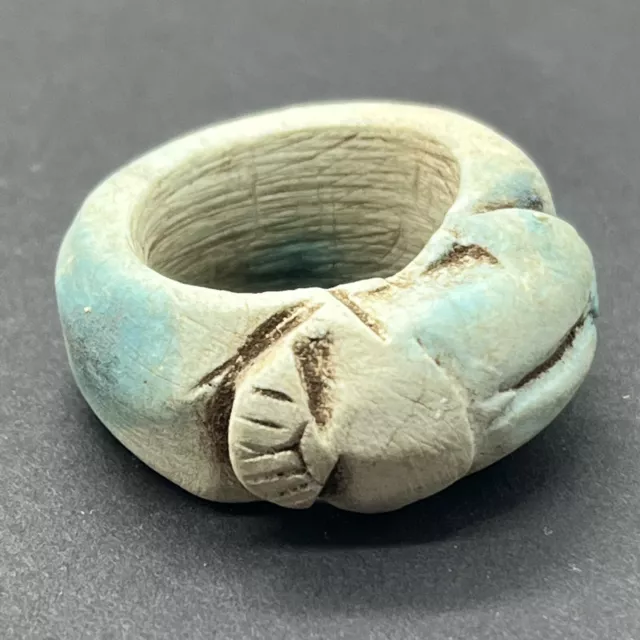 Egyptian Faience Clay Scarab Ring Bug Ancient-Style Old Jewelry Collectible - B 2