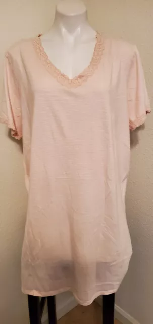 Secret Treasures Pink Nightgown Sz 2X (22W-24W) Short Sleeve Lace Trim