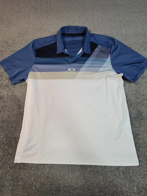 Oakley Polo Shirt Mens Size 2XL Blue Golf Casual Short Sleeve Adult XXL Rugby