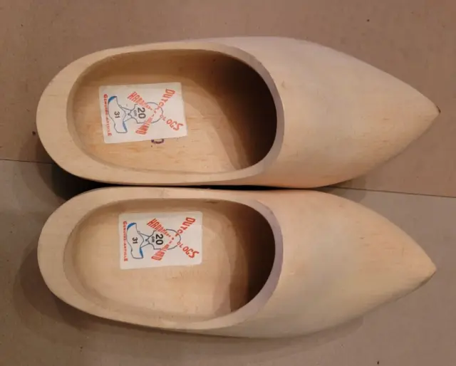 Dutch Holland Handmade Blank Traditional Pointed Wooden Clogs 20Cm - New
