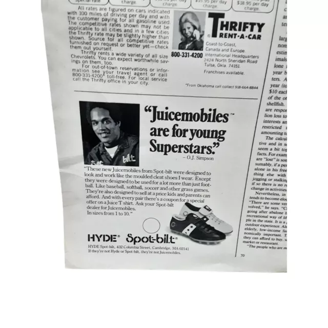 1976 OJ Simpson Hyde Spotbilt Shoes Original Print Ad Vintage