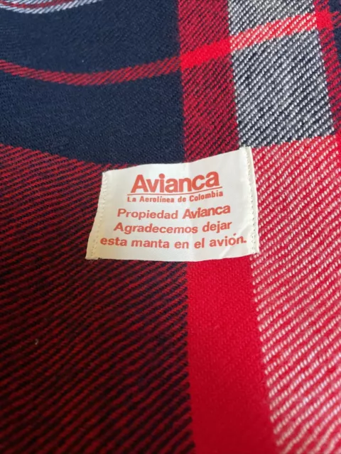 vintage AVIANCA AIRLINE COLOMBIA plaid cabin blanket travel throw Picnic blanket