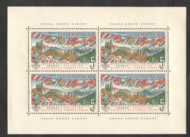 1961 Cecoslovacchia F.llo 1182 Yvert Mnh** In Bf Di 4 Esemplari Expo Praga 1962