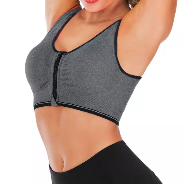 Womens Zip Front Closure Sports Bra High Impact Workout Bra for Running Yoga