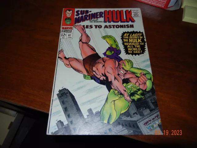 Tales To Astonish #87 1967 Hulk Stan Lee Bill Everett Mid Grade VG/Fine OW