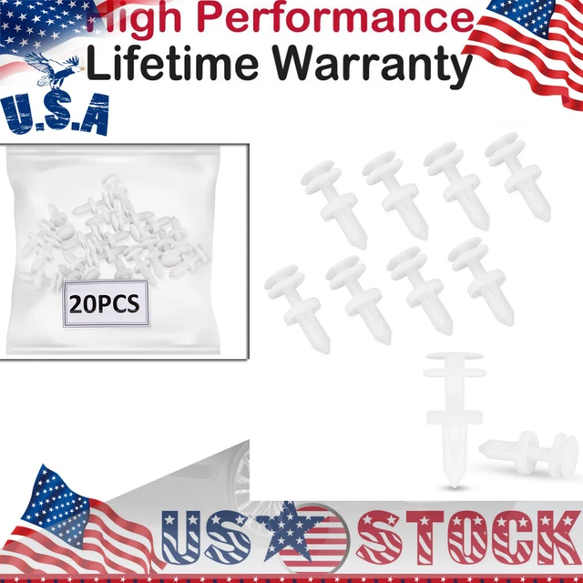 20Pcs Retainer Clip Door Trim Panel Push Type for GM Truck Chevrolet Buick White