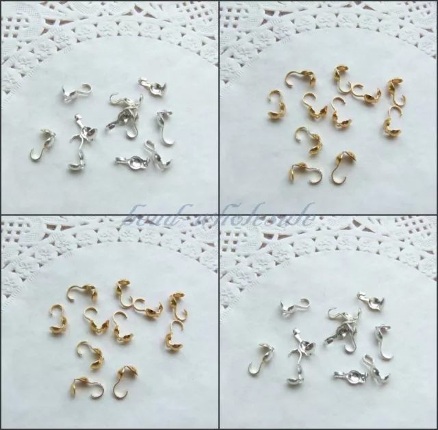 Wholesale300pcs Silver Gold Plated Metal Crimp End Caps Beads For Jewelry Making 2