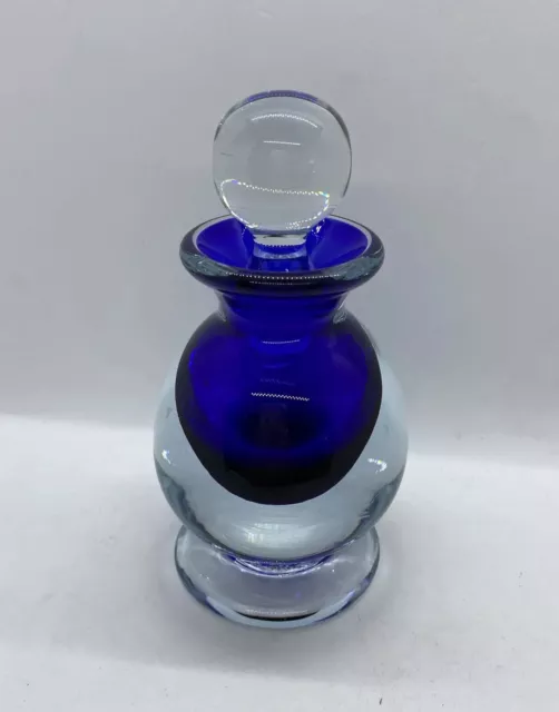Vintage Joe Hamon Hand Blown Cobalt Blue Glass Perfume Bottle