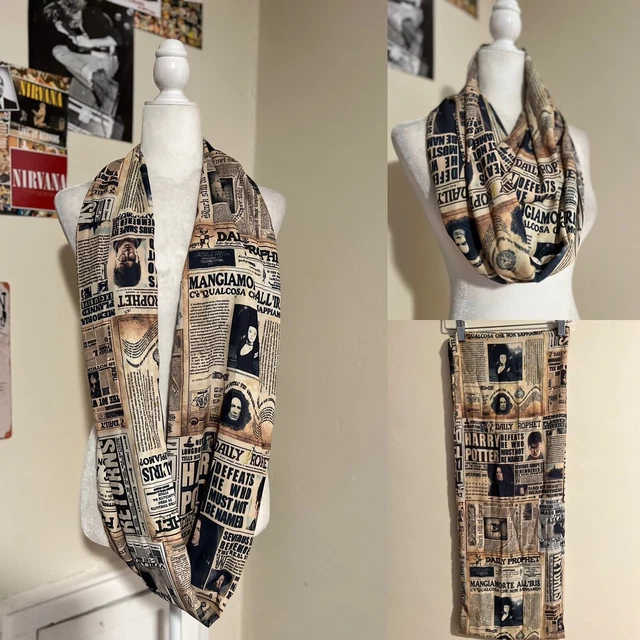 Daily Prophet Newspaper Hogwarts Print Infinity Scarf