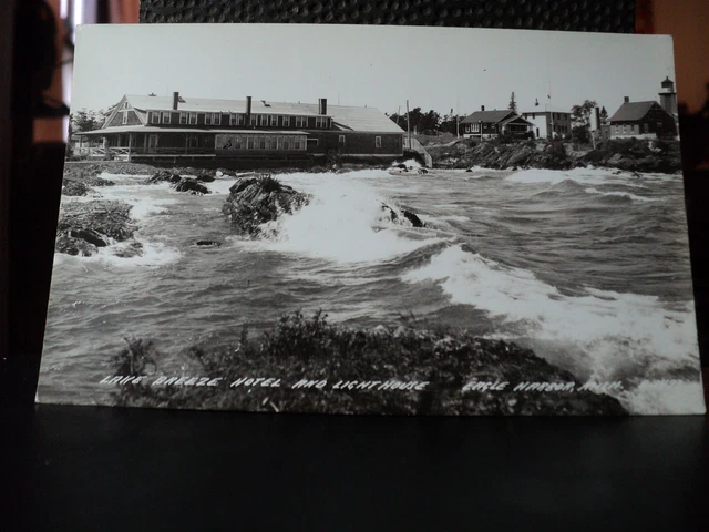 EAGLE HARBOR MI Michigan Lake Breeze Hotel & Light-House vintage RPPC Postcard
