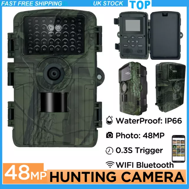 Outdoor Trail Wildlife Camera 48MP 1080P HD Trap Game Hunting Cam Night Vision