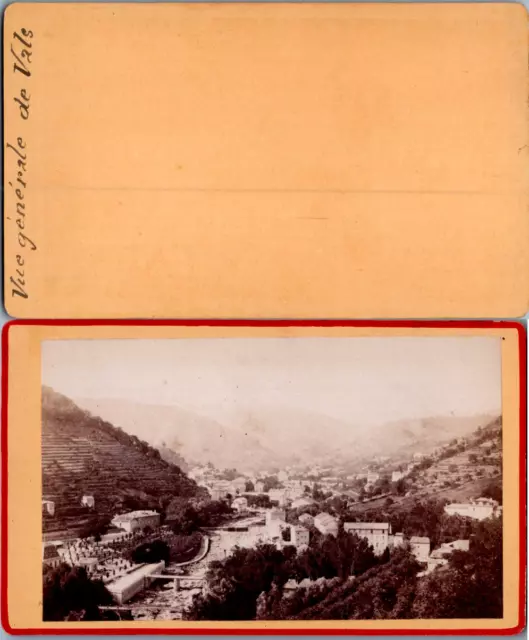 France, Ardèche, Vue générale de Vals, circa 1870 CDV vintage albumen - Vals-les