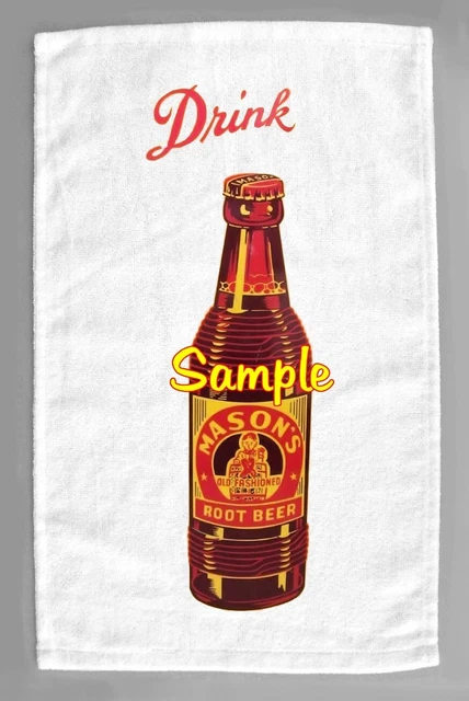 Mason's Root Beer Bottle Soda Microfiber Hand Towel Citrus Cola