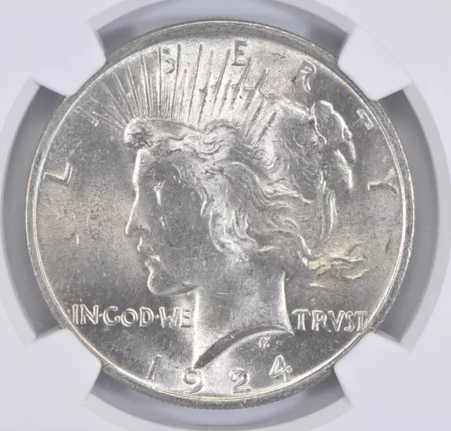 1924 MS BU Unc Peace Silver Dollar NGC Flag 100th Ann Label 3