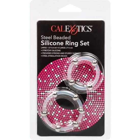 Kit De 2 Uds Anillo De Silicona Con Cuentas Acero Sexual Hombre Y Mujer ✅24/48H