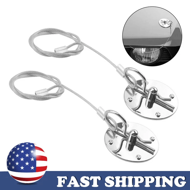 Stainless Steel Mount Hood Pin Pins Plate Bonnet Lock Kit Universal Racing Style