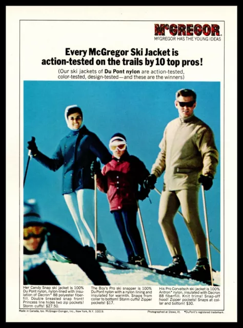 1966 McGregor DuPont Nylon Candy Snap & Pro Corvatsch Snow Ski Jackets Print Ad