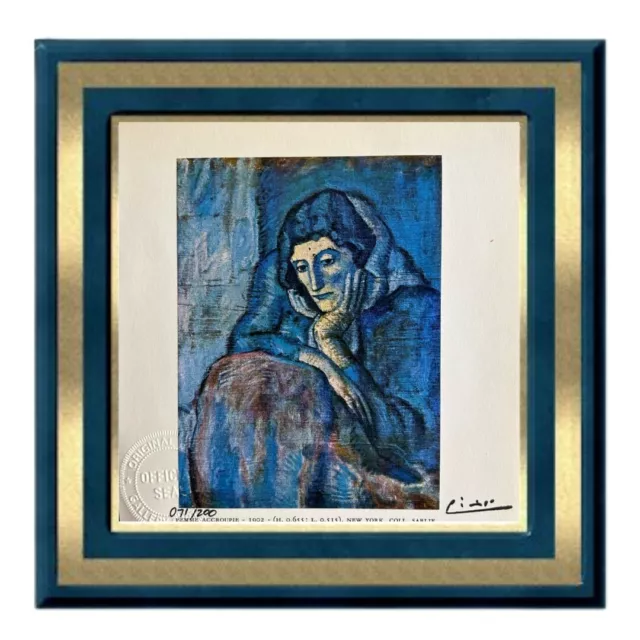 Pablo Picasso Original Signed Hand Tipped Print - Woman in Blue,1902