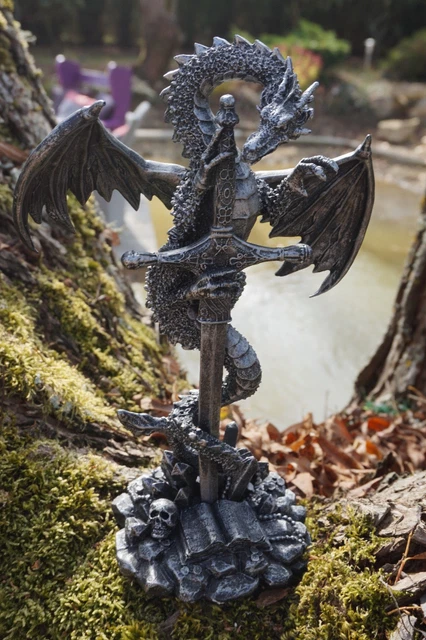 Figurine Dragon Mural Gothique - Coupe Papier Heroic Fantasy En Résine
