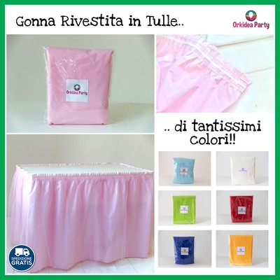 compleanno per bambini compleanno NSSONBEN Gonna da tavolo rosa in tulle con linea dorata per baby shower matrimonio 