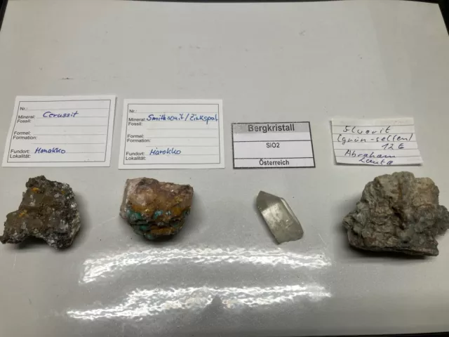 Fluorit grün Lauta, Bergkristall, Smithsonit & Cerussit Marokko