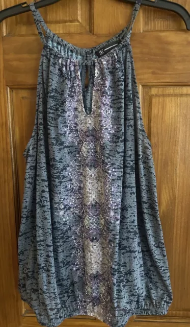 INC Sleeveless Gray with Silver & Purple Elastic Bottom Women Size XL