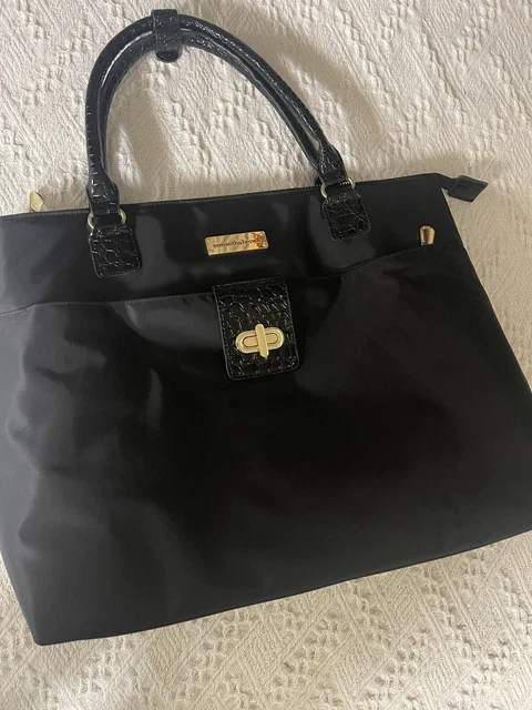 Samantha Brown Black Large Croc-Embossed  Travel Bag Weekend Tote Purse