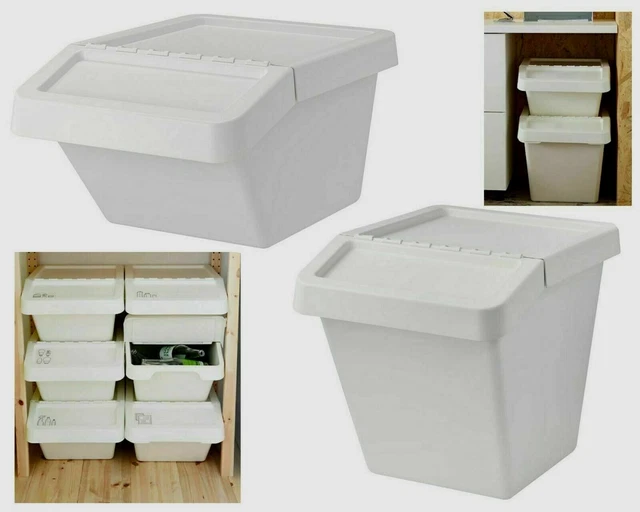 IKEA WASTE SORTING Bin With Lid Durable Plastic White SORTERA 37L 60L