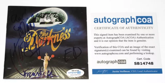 THE DARKNESS Band signed "PERMISSION.." CD BOOKLET Justin Hawkins All 4 ACOA COA