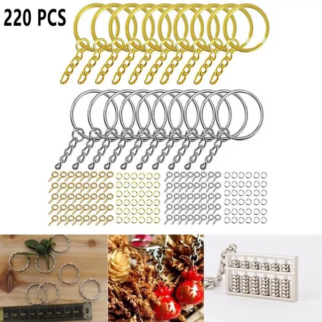 Wholesale Lot of 220pcs Keyring Blanks for Crafts and Key Chain Making