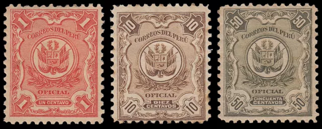 Peru 24/26 1909 Etched Background Of Lines MH