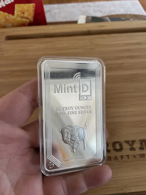 10 TROY OZ .999 SILVER BAR "BUFFALO / BISON" PROOF-LIKE. ID MINT, NFC Chip
