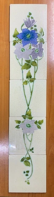 MAJOLICA RARE TILES FIREPLACE Art Deco NOUVEAU ENGALND VINTAGE ANTIQUE FLORAL