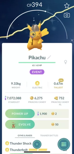 Pokemon Go - Pokemon Shiny (Brilhante) de Evento - Pikachu de Chapéu de  Lucário, Produto Masculino Pokemon Usado 63737567