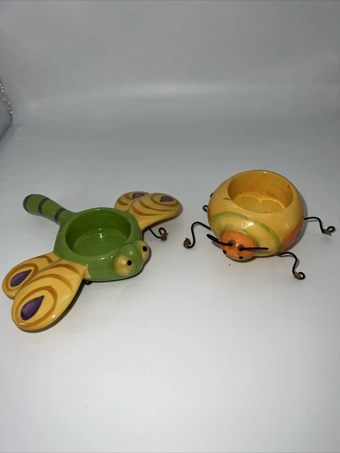 Yankee Candle Debbie Mum Candle Holders Dragon Fly & Lady Bug