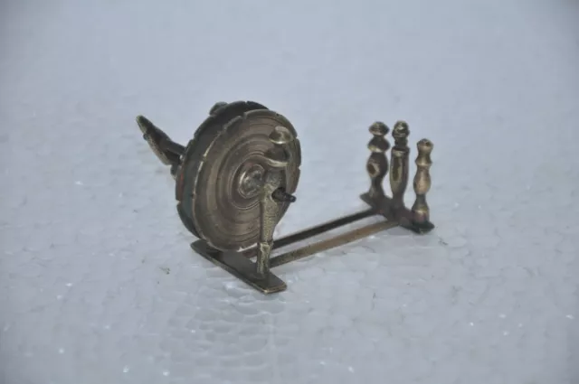Vintage Brass Thread Spinning Wheel Model Handcrafted Toy,Rich Patina